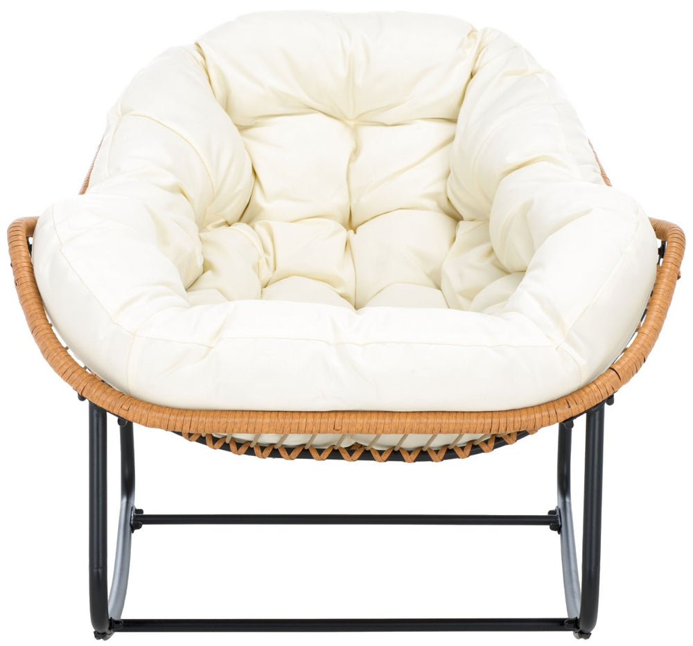 Safavieh RAVENA Rocking Chair - Stylish Rattan Shell with Plush Cushion for Cozy Indoor & Outdoor Relaxation PAT9042A