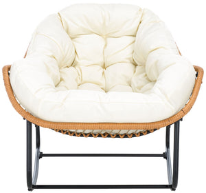 Safavieh RAVENA Rocking Chair - Stylish Rattan Shell with Plush Cushion for Cozy Indoor & Outdoor Relaxation PAT9042A