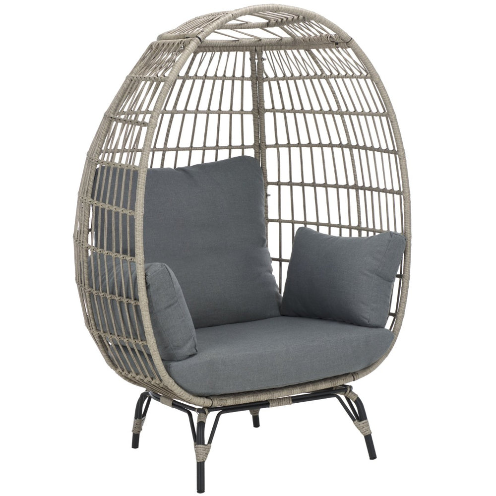 Safavieh EMMETT Egg Chair - Grey All-Weather Cocoon Seat with Cushions for Indoor & Outdoor Relaxation PAT9043B