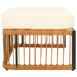 Safavieh BOLA Outdoor Bench with Beige Cushion - Stylish, Weather-Resistant PE Rattan for Patios & Decks PAT9044A
