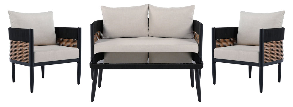 Safavieh Harrison 4-piece Black And Taupe Living Room Set - Stylish Elegance & Ultimate Comfort For Your Home Black ,Taupe Pat7740a,Set2 ,Pat7741a Pat9513a-kit2