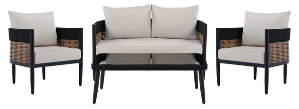 Safavieh Harrison 4-piece Black And Taupe Living Room Set - Stylish Elegance & Ultimate Comfort For Your Home Black ,Taupe Pat7740a,Set2 ,Pat7741a Pat9513a-kit2