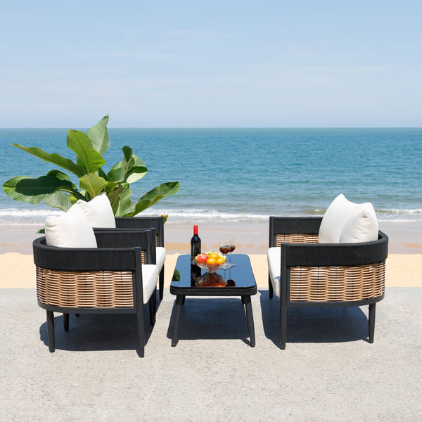 Safavieh Harrison 4-piece Black And Taupe Living Room Set - Stylish Elegance & Ultimate Comfort For Your Home Black ,Taupe Pat7740a,Set2 ,Pat7741a Pat9513a-kit2