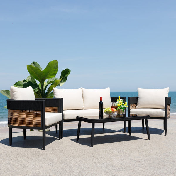 Safavieh Harrison 4-piece Black And Taupe Living Room Set - Stylish Elegance & Ultimate Comfort For Your Home Black ,Taupe Pat7740a,Set2 ,Pat7741a Pat9513a-kit2