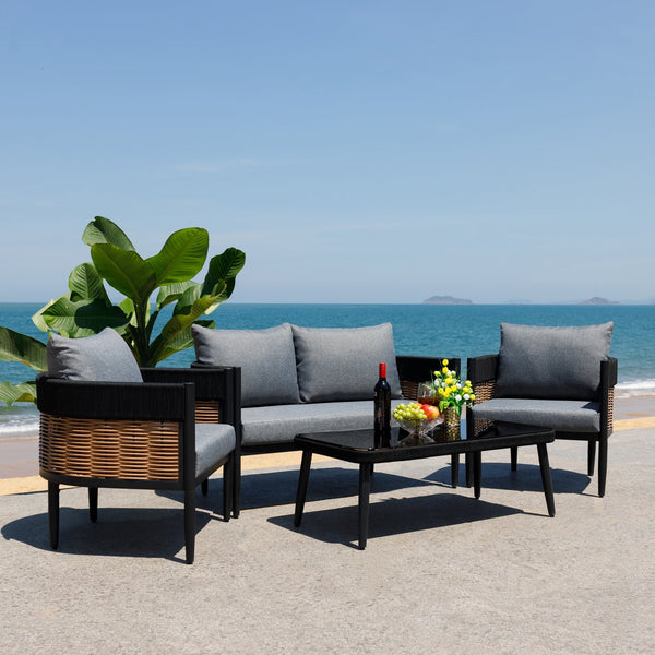 Safavieh Harrison 4 Pc Set - Elegant Black And Grey Ensemble For Modern Living Spaces And Timeless Style Black ,Grey Pat7740b,Set2 ,Pat7741b Pat9513b-kit2