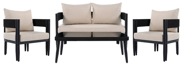 Safavieh Viola 4 Pc Set - Chic Black & Taupe Living Room Collection For Timeless Style & Comfort Black ,Taupe Pat7750a,Set2 ,Pat7751a Pat9514a-kit2