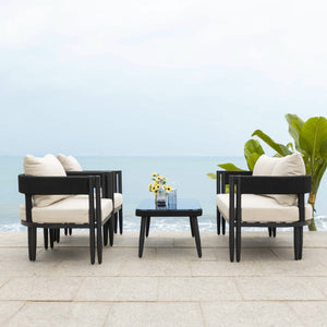 Safavieh Viola 4 Pc Set - Chic Black & Taupe Living Room Collection For Timeless Style & Comfort Black ,Taupe Pat7750a,Set2 ,Pat7751a Pat9514a-kit2