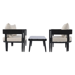 Safavieh Viola 4 Pc Set - Chic Black & Taupe Living Room Collection For Timeless Style & Comfort Black ,Taupe Pat7750a,Set2 ,Pat7751a Pat9514a-kit2