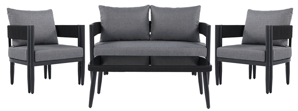 Safavieh Viola 4 Pc Set In Black & Grey – Stylish, Modern Furniture For A Chic Home Upgrade And Comfort Black ,Grey Pat7750b,Set2 ,Pat7751b Pat9514b-kit2