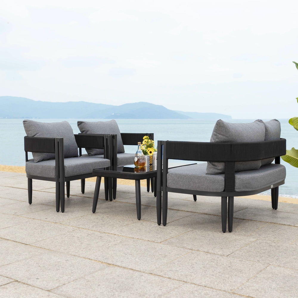 Safavieh Viola 4 Pc Set In Black & Grey – Stylish, Modern Furniture For A Chic Home Upgrade And Comfort Black ,Grey Pat7750b,Set2 ,Pat7751b Pat9514b-kit2