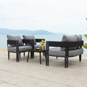 Safavieh Viola 4 Pc Set In Black & Grey – Stylish, Modern Furniture For A Chic Home Upgrade And Comfort Black ,Grey Pat7750b,Set2 ,Pat7751b Pat9514b-kit2