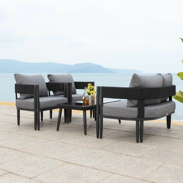 Safavieh Viola 4 Pc Set In Black & Grey – Stylish, Modern Furniture For A Chic Home Upgrade And Comfort Black ,Grey Pat7750b,Set2 ,Pat7751b Pat9514b-kit2