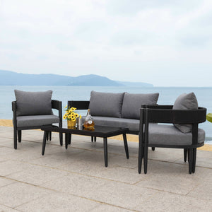 Safavieh Viola 4 Pc Set In Black & Grey – Stylish, Modern Furniture For A Chic Home Upgrade And Comfort Black ,Grey Pat7750b,Set2 ,Pat7751b Pat9514b-kit2