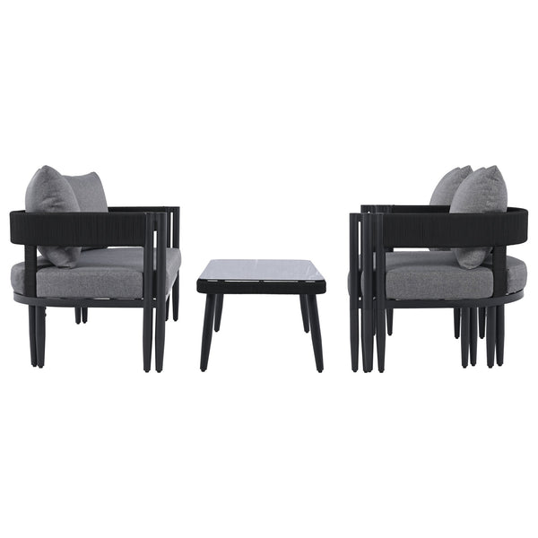 Safavieh Viola 4 Pc Set In Black & Grey – Stylish, Modern Furniture For A Chic Home Upgrade And Comfort Black ,Grey Pat7750b,Set2 ,Pat7751b Pat9514b-kit2
