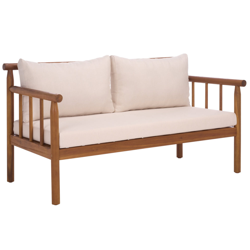 Safavieh Cardori 4 Pc Set - Stylish Teak & Cream Furniture For Indoor/Outdoor Elegance And Comfort Teak Brown ,Cream Pat6807a,Set2 ,Pat6808a Pat9517a-kit2