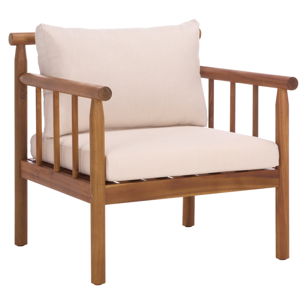 Safavieh Cardori 4 Pc Set - Stylish Teak & Cream Furniture For Indoor/Outdoor Elegance And Comfort Teak Brown ,Cream Pat6807a,Set2 ,Pat6808a Pat9517a-kit2