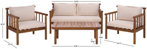 Safavieh Cardori 4 Pc Set - Stylish Teak & Cream Furniture For Indoor/Outdoor Elegance And Comfort Teak Brown ,Cream Pat6807a,Set2 ,Pat6808a Pat9517a-kit2