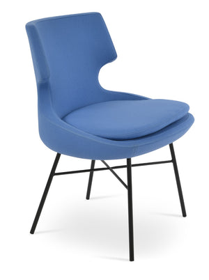 Soho Concept Patara Cross Dining Chair - Durable Black Steel Base, Camira Blazer Wool, 10-year Guarantee, Stylish Comfort Black  Soho-concept-dining-chair-05481