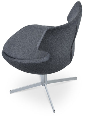 Soho Concept Patara Carrot Swivel Dining Chair In Dark Grey With Chrome Base - 10 Year Guarantee, Stylish Comfort! Dark Grey,Chrome Swivel. Solid Metal Top Part Connected To Four Tubular Legs Soho-concept-dining-chair-05486