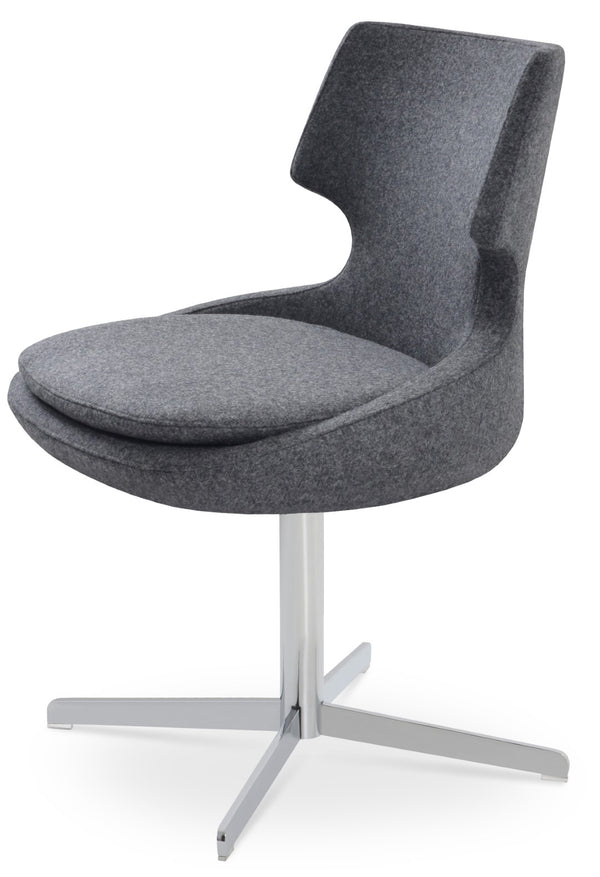 Soho Concept Patara Carrot Swivel Dining Chair In Dark Grey With Chrome Base - 10 Year Guarantee, Stylish Comfort! Dark Grey,Chrome Swivel. Solid Metal Top Part Connected To Four Tubular Legs Soho-concept-dining-chair-05486