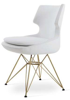 Soho Concept Patara Tower Dining Chair - Stylish Leatherette Upholstery, Chrome & Gold Finishes, 2-year Guarantee! White,Gold  Soho-concept-dining-chair-05491
