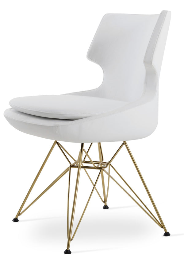 Soho Concept Patara Tower Dining Chair - Stylish Leatherette Upholstery, Chrome & Gold Finishes, 2-year Guarantee! White,Gold  Soho-concept-dining-chair-05491