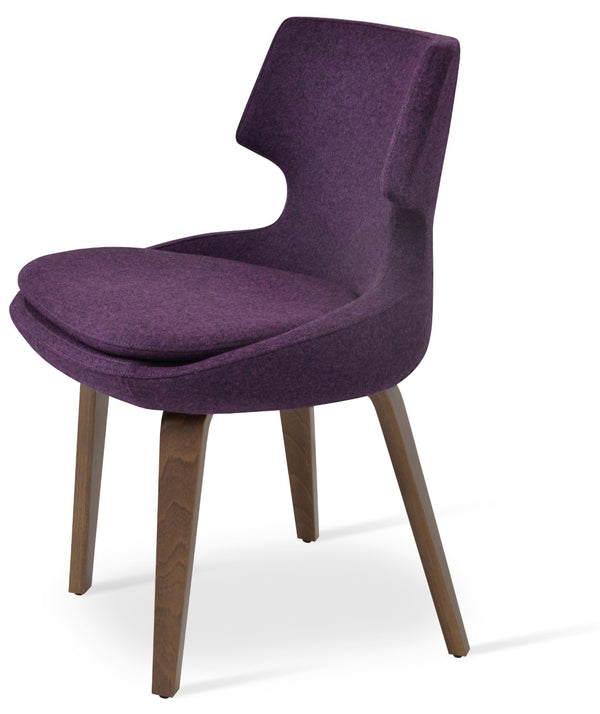 Soho Concept Patara Plywood Dining Chair In Camira Era Fabric – 10-year Guarantee, Stylish Comfort, Walnut Finish Deep Maroon  Soho-concept-dining-chair-05497