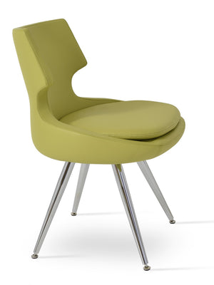 Soho Concept Patara Star Chair - Stylish Leatherette Dining Chair With Memory Swivel & 2-year Guarantee, Black Chrome,Green  Soho-concept-dining-chair-05503