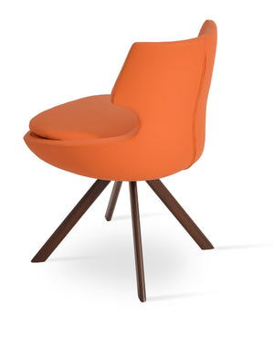 Soho Concept Patara Swivel Dining Chair - Stylish Leatherette With Memory Feature, 2-year Guarantee, Walnut Finish Walnut,Orange  Soho-concept-dining-chair-05508