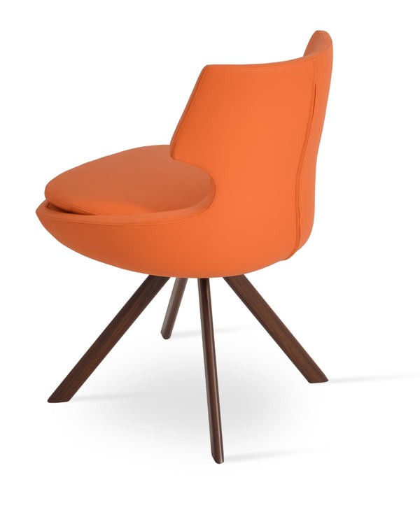 Soho Concept Patara Swivel Dining Chair - Stylish Leatherette With Memory Feature, 2-year Guarantee, Walnut Finish Walnut,Orange  Soho-concept-dining-chair-05508