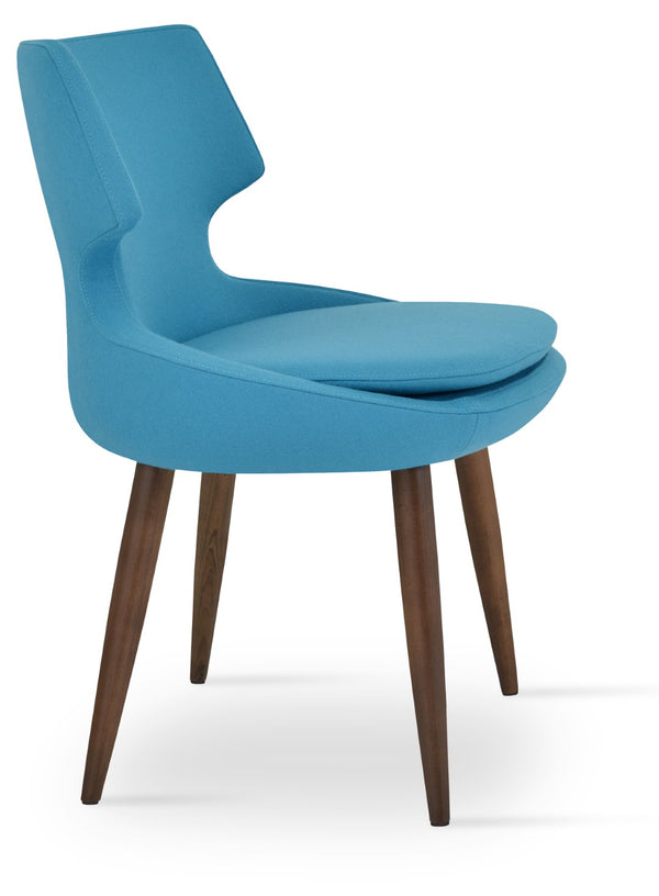 Soho Concept Patara Wood Dining Chair - Elegant Camira Era Fabric, Durable Beech Base, 10-year Warranty, Walnut Finish Walnut,Turquoise  Soho-concept-dining-chair-05510