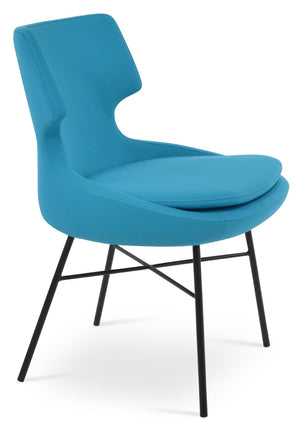 Soho Concept Patara Cross Dining Chair - Stylish Black Steel Base With Boucle, Velvet & Nubuck Options - 10 Year Guarantee Black,Turquoise  Soho-concept-dining-chair-05009
