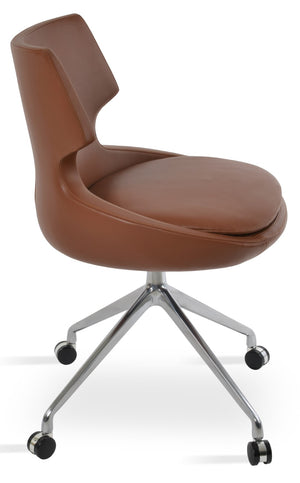 Soho Concept Patara Spider Chair - Stylish Leatherette Dining Chair With Aluminum Base & 2-year Warranty, Light Grey Polished Steel,Hazelnut  Soho-concept-dining-chair-05007