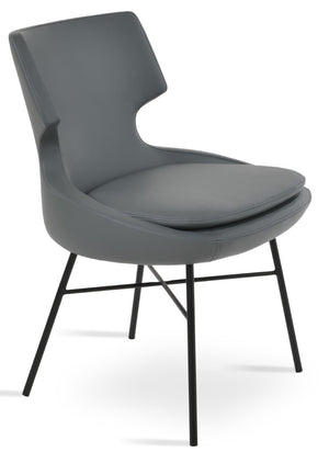 Soho Concept Patara Cross Dining Chair - Stylish Soft Black Leatherette, Sturdy Steel Base & 2-year Guarantee Black,Grey  Soho-concept-dining-chair-05001