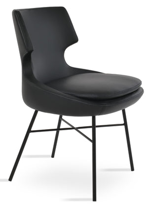 Soho Concept Patara Cross Dining Chair - Stylish Soft Black Leatherette, Sturdy Steel Base & 2-year Guarantee Black  Soho-concept-dining-chair-05000