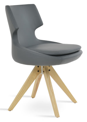 Soho Concept Patara Pyramid Swivel Dining Chair - Stylish Leatherette, Solid Wood Base, 2-year Guarantee, 350 Lbs Capacity Walnut,Grey  Soho-concept-dining-chair-05005