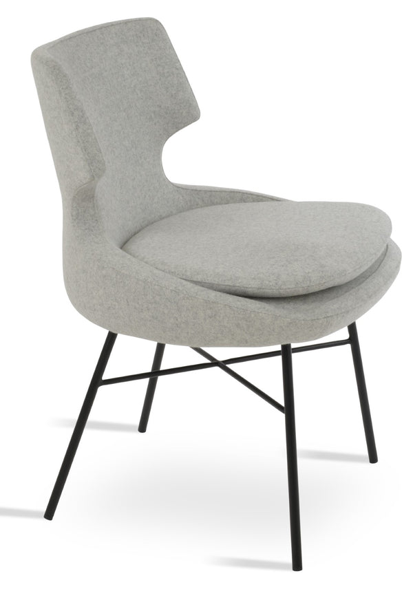 Soho Concept Patara Cross Dining Chair - Durable Black Steel Base, Camira Blazer Wool, 10-year Guarantee, Stylish Comfort Black,Silver  Soho-concept-dining-chair-04999