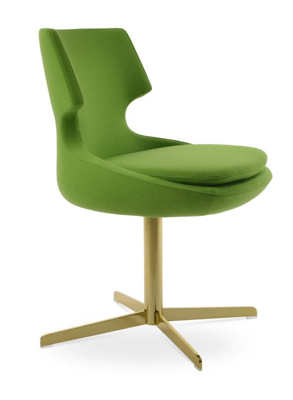 Soho Concept Patara 4 Star Swivel Dining Chair - Elegant Camira Blazer Wool Fabric In Black & Dark Grey, 10-year Warranty Gold  Soho-concept-dining-chair-05057