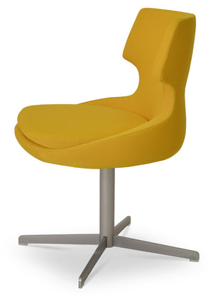 Soho Concept Patara Stylish Yellow 4 Star Swivel Dining Chair In Oslo Fabric - 10 Year Guarantee, Comfort & Style! Yellow  Soho-concept-dining-chair-05056