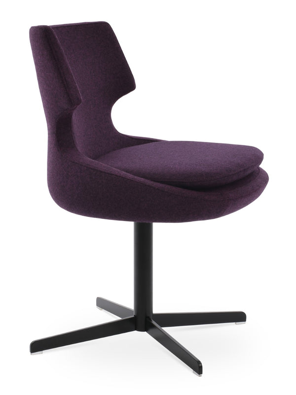 Soho Concept Patara 4 Star Swivel Dining Chair - Elegant Camira Blazer Wool Fabric In Black & Dark Grey, 10-year Warranty Black  Soho-concept-dining-chair-05024