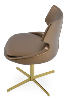 Soho Concept Patara Swivel Dining Chair – Stylish Leatherette Design In Soft Black & White, 2-year Guarantee! Gold  Soho-concept-dining-chair-05040