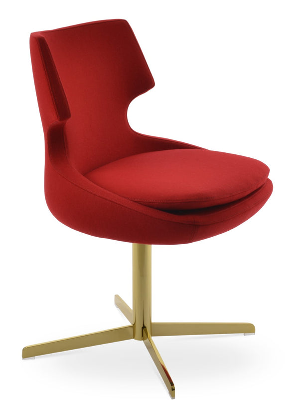 Soho Concept Patara 4 Star Swivel Dining Chair - Elegant Camira Blazer Wool Fabric In Black & Dark Grey, 10-year Warranty Red  Soho-concept-dining-chair-05043