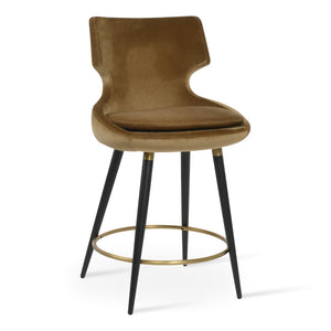 Soho Concept Patara Stylish Barstools & Counterstools - Luxury Fabrics, Metal/Walnut Finishes, 10-year Warranty! Black,Brass  Soho-concept-dining-chair-09145