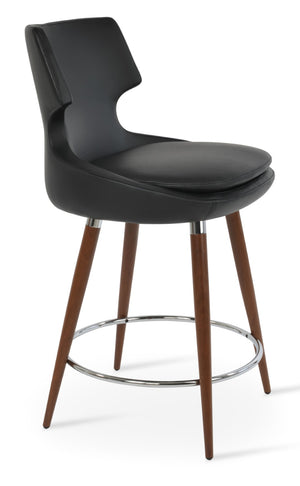 Soho Concept Patara Ana Barstools & Counterstools - Stylish Leatherette, Metal Base, 2-year Guarantee, Turkish Design Walnut,Black  Soho-concept-dining-chair-09144
