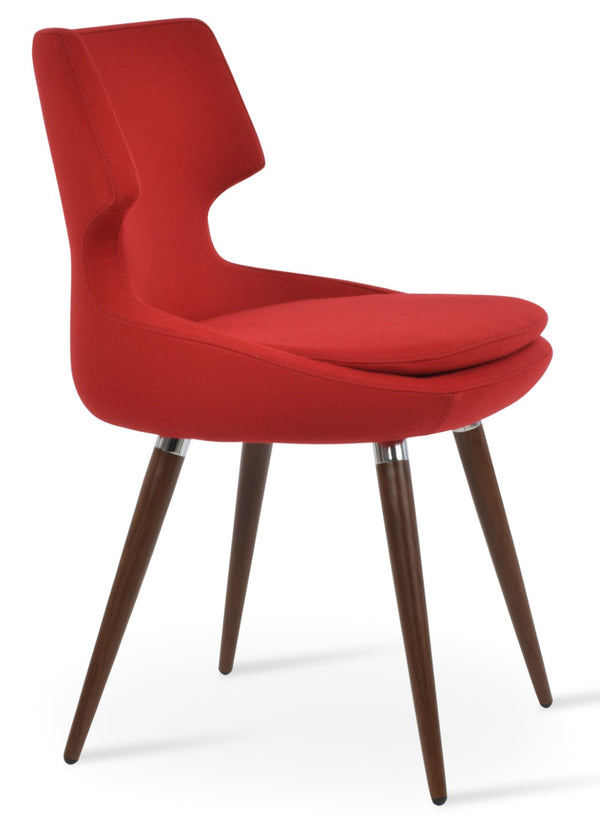 Soho Concept Patara Ana Dining Chair With Premium Camira Blazer Wool, 10-year Guarantee, Walnut Finish & Style Walnut,Red  Soho-concept-dining-chair-05074