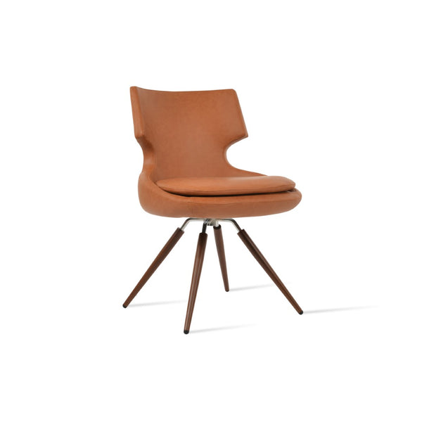 Soho Concept Patara Modern Swivel Chair - Stylish Leatherette Dining Chair With Walnut & Chrome Finishes, 2-year Warranty Walnut Swivel. Solid Metal Top Part Connected To Four Tubular Legs Soho-concept-dining-chair-05093