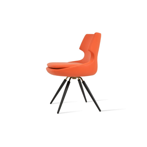 Soho Concept Patara Modern Swivel Chair - Stylish Leatherette Dining Chair With Walnut & Chrome Finishes, 2-year Warranty Orange,Black,Brass Swivel. Solid Metal Top Part Connected To Four Tubular Legs Soho-concept-dining-chair-05094