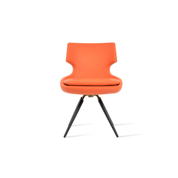 Soho Concept Patara Modern Swivel Chair - Stylish Leatherette Dining Chair With Walnut & Chrome Finishes, 2-year Warranty Orange,Black,Brass Swivel. Solid Metal Top Part Connected To Four Tubular Legs Soho-concept-dining-chair-05095