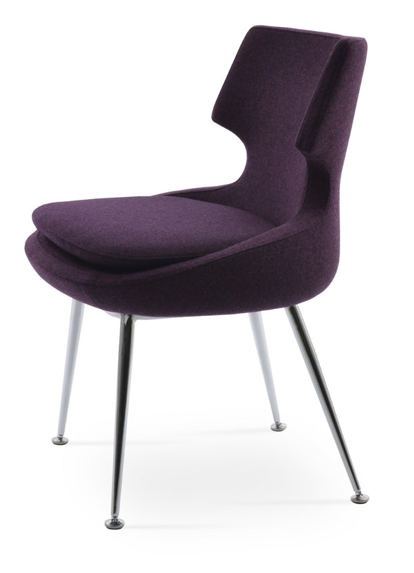 Soho Concept Patara Metal Dining Chair In Camira Blazer Wool - Stylish Chrome Base, 10-year Guarantee, 300 Lb Capacity Chrome  Soho-concept-dining-chair-05109