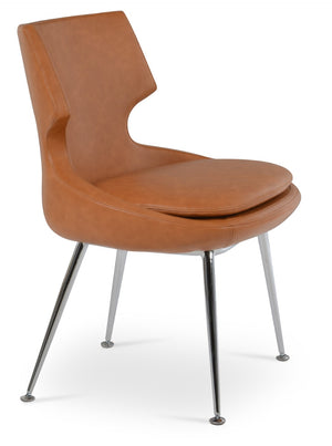 Soho Concept Patara Metal Dining Chair - Stylish Chrome Base, Soft Fire-retardant Leatherette, 2-year Guarantee Chrome  Soho-concept-dining-chair-05110